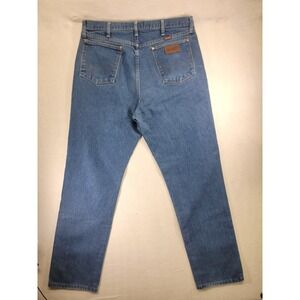 WRANGLER 31MWZPW Men's 36x34 Blue Cowboy Cut Relaxed Fit Denim Jeans Medium Wash
